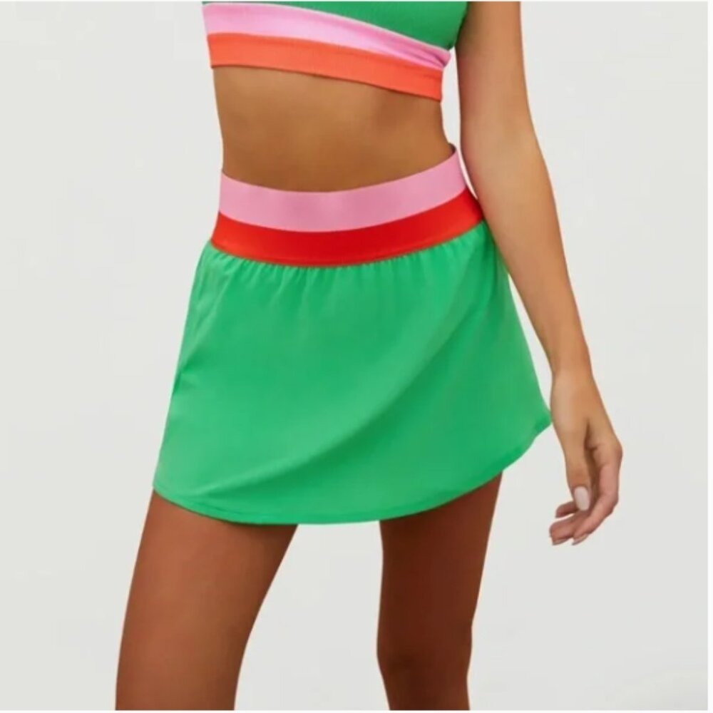 Beach Riot Coast Skort Green Pink Red size Large